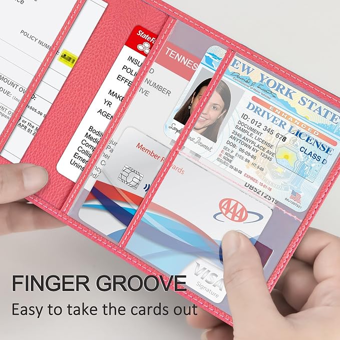 Car Registration and Insurance Holder, Premium PU Leather Vehicle Glove Box Car - Image 3