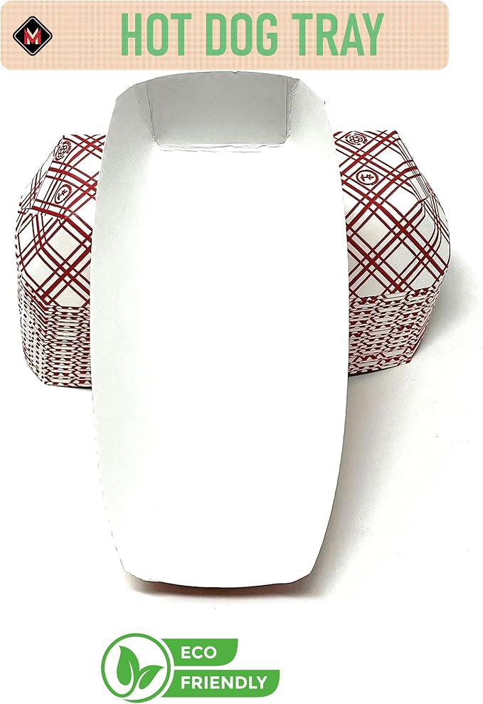 Mr Miracle 7 Inch Paper Hot Dog Tray in Red White Pattern. Pack of 50. - Image 2