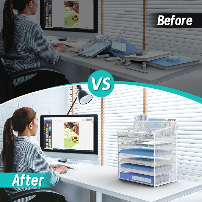 6 Tier Mesh Desk Organizer - Image 3