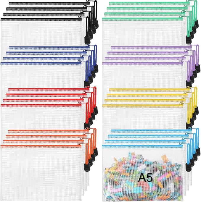Jetec 32 Pcs Mesh Zipper Bags Toy Storage Bikini Organizer Bag Bolsas Para Guardar Trajes De Baño Waterproof Zipper Reusable Pouch Puzzle Multipurpose for Storage Office(Sweet Color,9 x 7 Inch)-DeskLoop Office