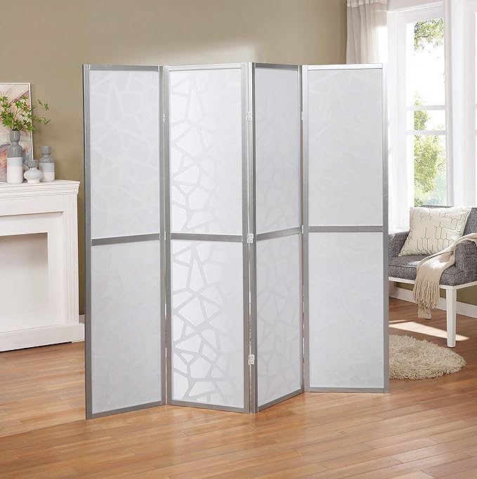 NicBex Room Divider 4 Panel Room Dividers with Paper-Looking Partition Room Dividers and Folding Privacy Screens Wall Divider for Home, Office, Room Separation,70" W x 1" D x 70" H, Silver-DeskLoop Office