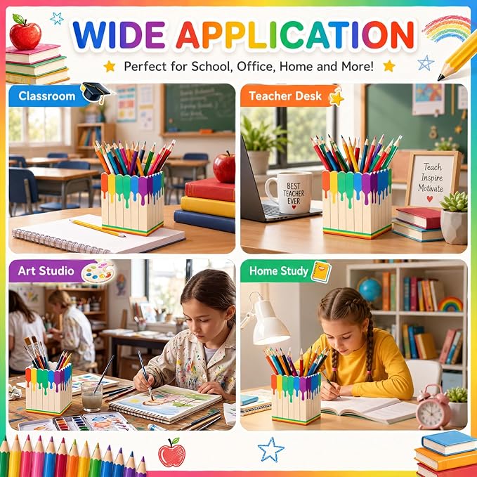 Sherr 2 Pcs Wood Pencil Holder Pen Holder - Image 6