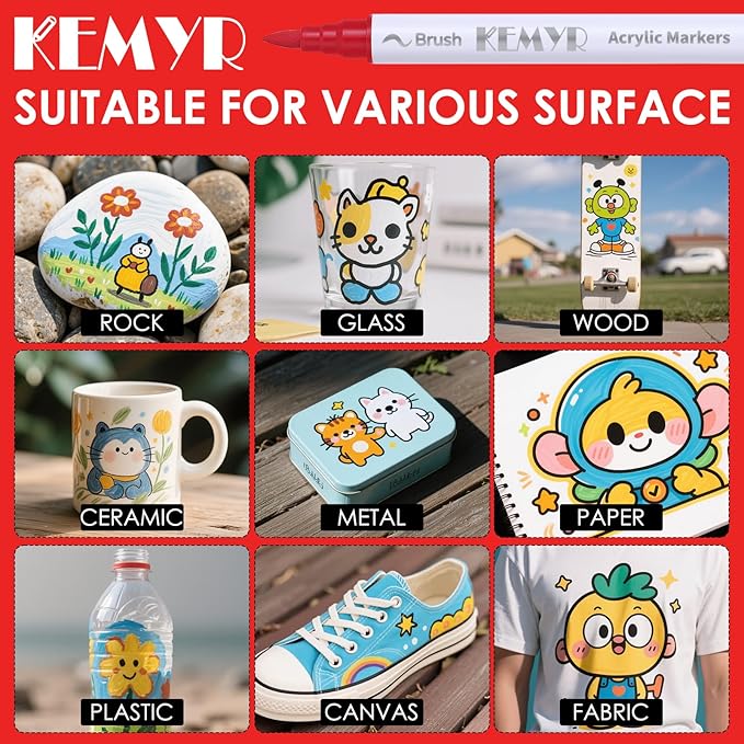 100 Colors Brush & Fine Tip Acrylic Paint Pens, Dual Tip Acrylic Paint Markers for Paper, Wood, Canvas, Stone, Rock, Glass, Fabric, DIY, Ceramic, Art Supplies for Kids and Adults Drawing-DeskLoop Office