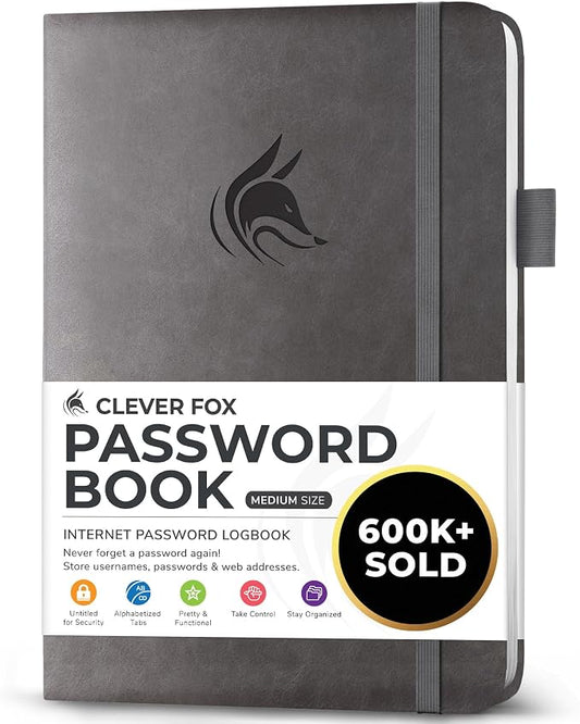 Clever Fox Password Book with alphabetical tabs. Internet Address Organizer by CleverFox