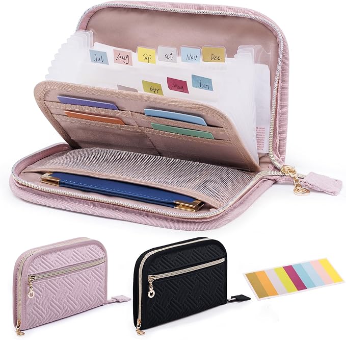 Receipt Organizer with 12 Pockets 8x5.5" Small Receipt Holder Organizer by FRECOLSH