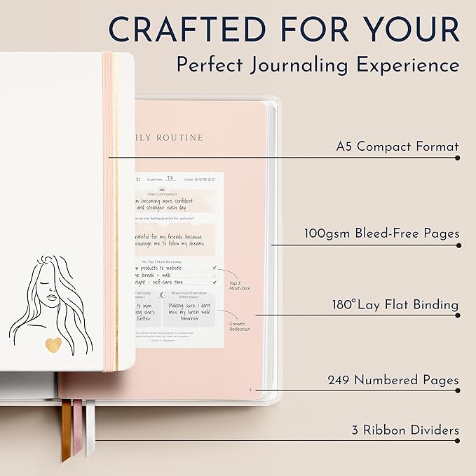 RYVE Daily Gratitude Journal for Women: 6-Month Guided Positivity & Wellness Journal with Prompts - Affirmation, Mindfulness, Self Help & Reflection, Gratitude Journal Notebook, Manifestation Journal-DeskLoop Office