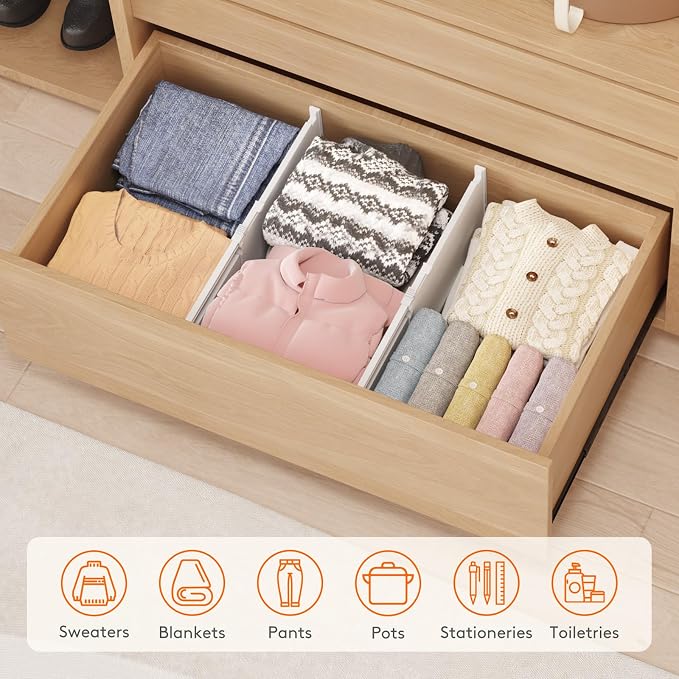 Lifewit 8" Tall 4 Pack Drawer Dividers, 13.8"-22.2" Adjustable Deep Drawer - Image 9