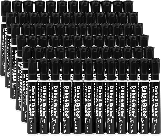 Dabo&Shobo Dry Erase Markers, Bulk Pack Of 72 Count, Low Odor Ink, Chisel Tip by DaboShobo