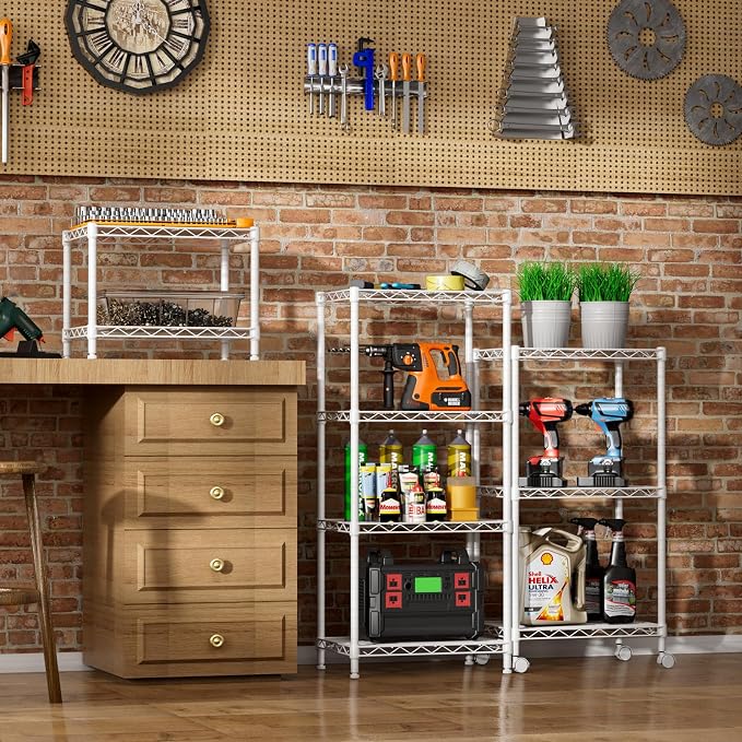 SINGAYE Small Wire 2 Shelves Pantry Metal Shelf Floor Organizer Under Desk | - Image 6