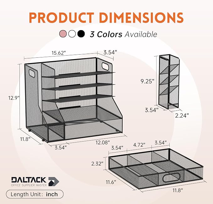 DALTACK Mesh Desk Organizer, 5-Tier Paper Letter Tray - Image 3