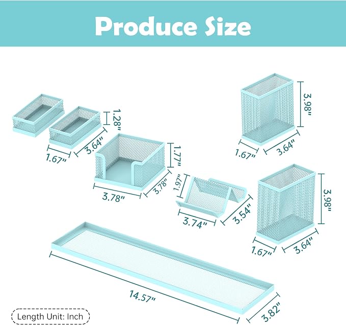 SUPEASY Pen Holder for Desk, 6 Piece Mesh Desk Organizer set for Office - Image 3