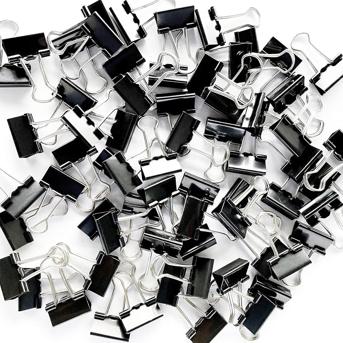 DSTELIN 96 Pack Mini Binder Clips 3/4-Inch Small Black Paper Clamps by DSTELIN