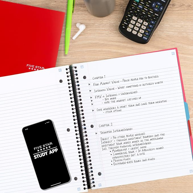 Five Star Advance Spiral Notebook + Study App, 3 Subject, 8.5" x 11" College - Image 3