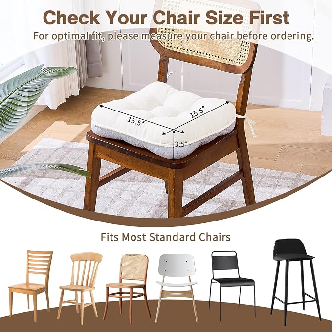 BETU White Chair Cushions for Dining Chairs Set of 4, 3.5" Thick Kitchen Table - Image 4