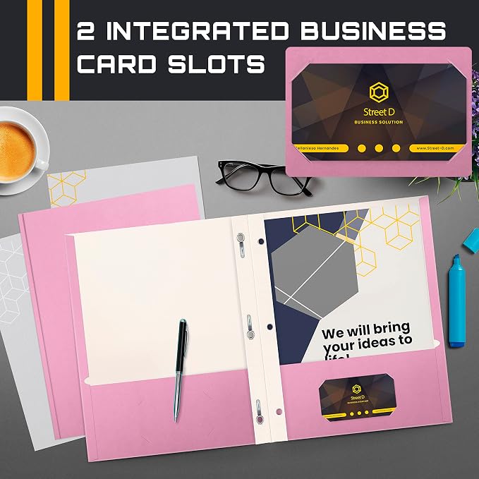 Better Office Products Pink Paper 2 Pocket Folders - Image 4