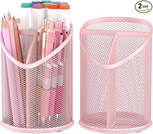 Delifox 2 Pack Pen Holder Mesh Round Pencil by Delifox