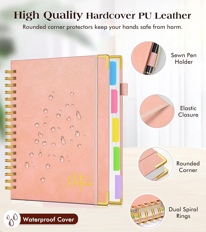 Spiral Notebook Journal with Removable Dividers Tabs, 300 Pages Hardcover - Image 2