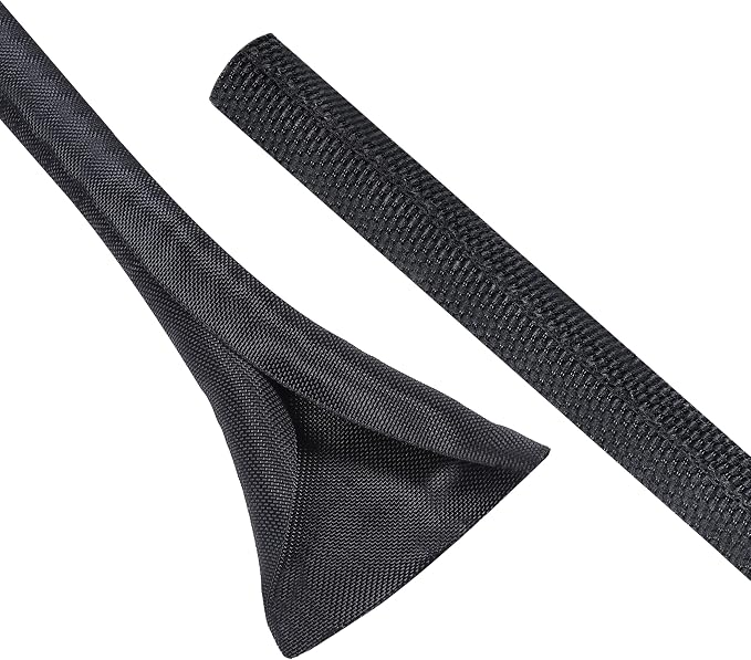 Black Braided Cable Management Sleeves Wire Loom Tubing Cord Protector by BuyUneed