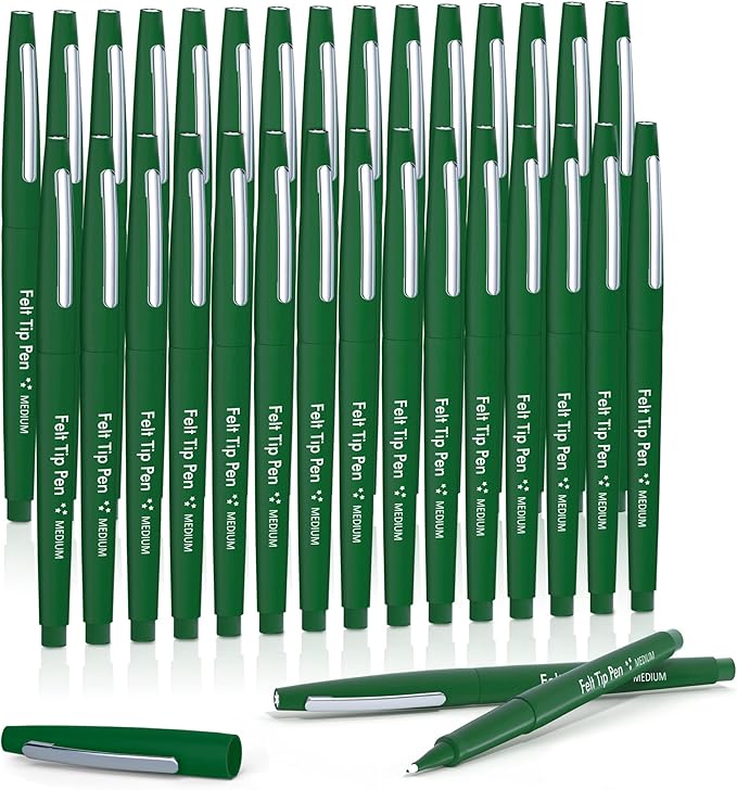 Lelix Felt Tip Pens, 30 Green Pack, 0.7mm Medium Point, Felt Tip Markers Pens for Journaling, Writing, Note Taking, Planner, Perfect for School Office and Art Supplies-DeskLoop Office