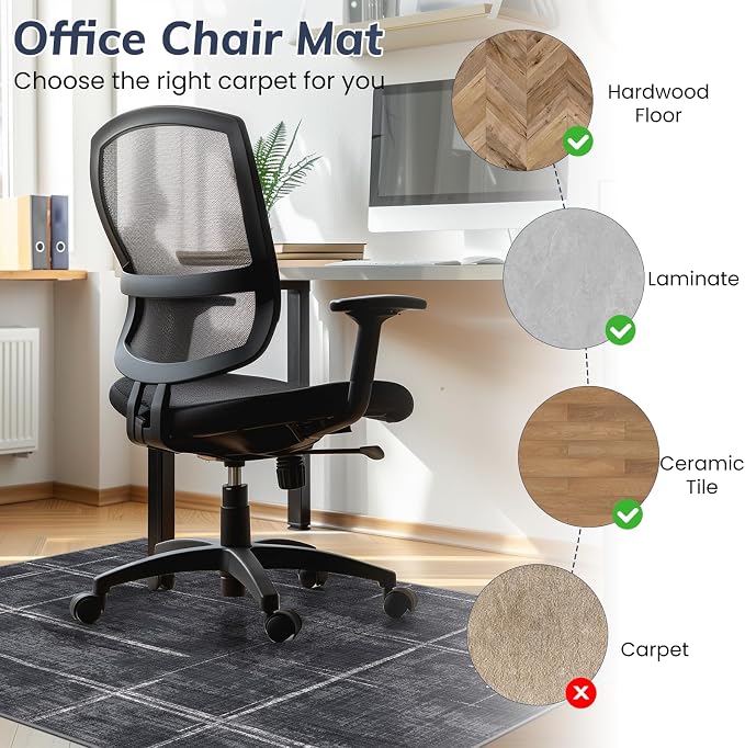Office Chair Mat for Hardwood Floor&Tile Floor, Under Desk Rug for Rolling - Image 3