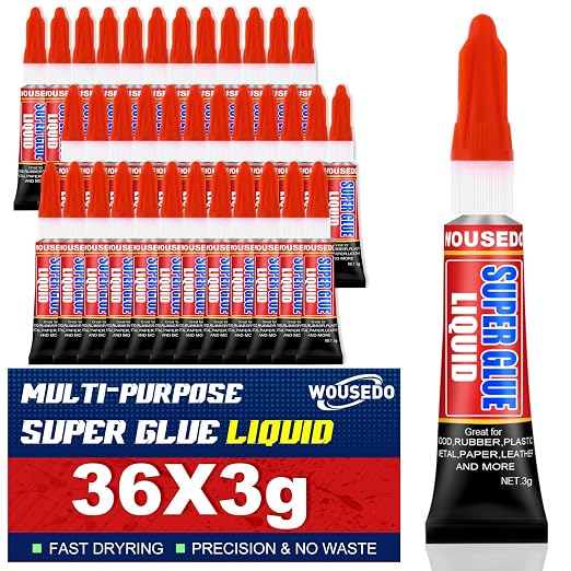 WOUSEDO 36 X 3g Super Glue Liquid, Fast Drying Cyanoacrylate Glue by Unknown
