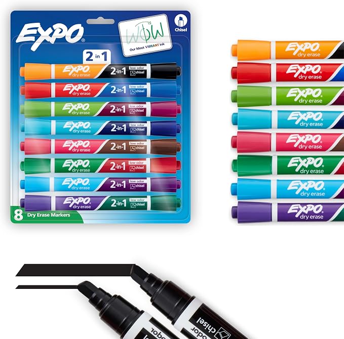EXPO 2-in-1 Dry Erase Markers, Dual-Ended Markers, Chisel Tip by Unknown