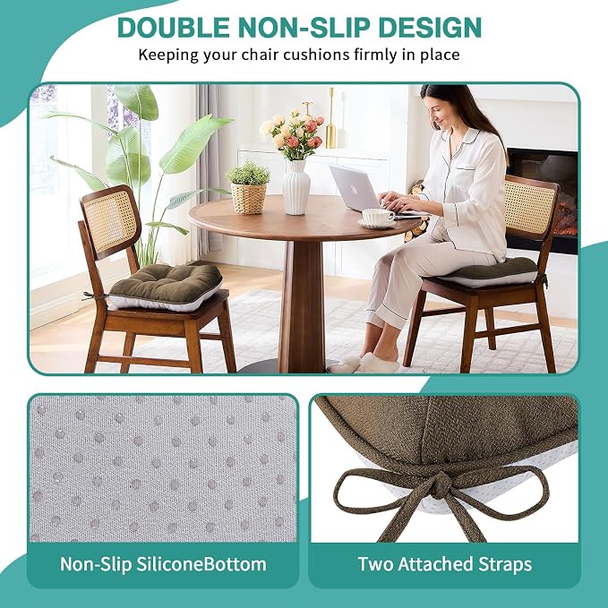BETU Chair Cushions for Dining Chairs Set of 6, 3.5" Thick Kitchen Table Chair - Image 2