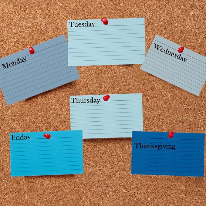 100 Sheets 3x5 Colored Ruled Note Cards Index Cards, 5 Blue | 250 GSM Heavy - Image 6