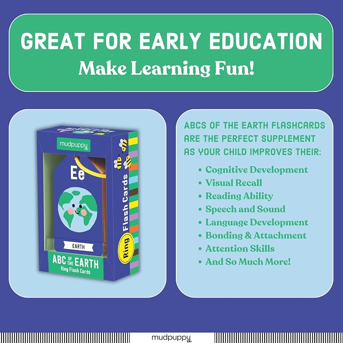 Mudpuppy ABCs of The Earth — Ring Flashcards 26 Durable Double Sided Alphabet - Image 7