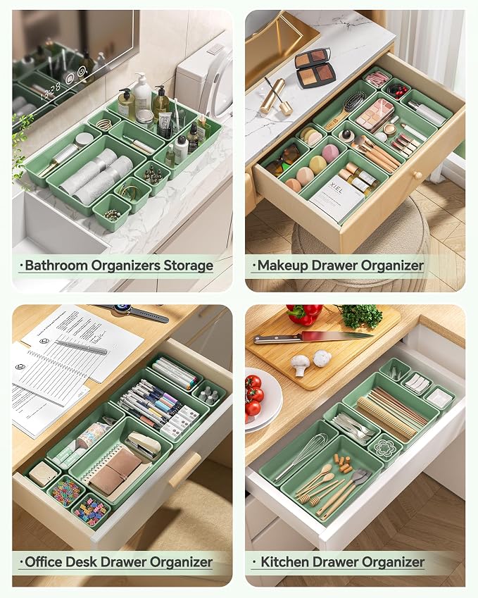 KEMETHY 25 PCS Plastic Drawer Organizers Set, 4 Sizes Vanity Organizer - Image 4