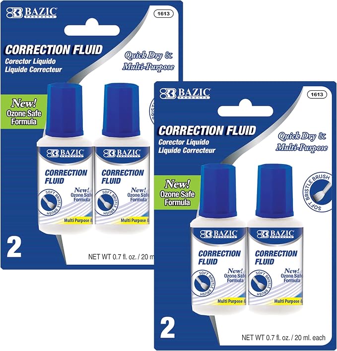 BAZIC Products Correction Fluid, Soft Bristle Brush Applicator, Instant by BAZICProducts