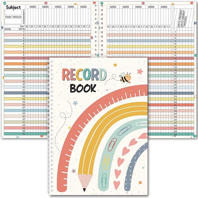 Fuyoooo Teacher Record Book 2026-2027 Spiral Bound Pencil Grade Book by Liraitoya