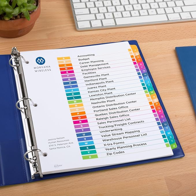 Avery A-Z Dividers for 3 Ring Binders, 26 Tabs per Set, Customizable Table of - Image 8