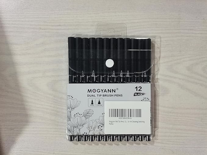 Mogyann Drawing Pens, 12 Pack Dual Brush Pens Black Markers for Art Drawing Sketching-DeskLoop Office