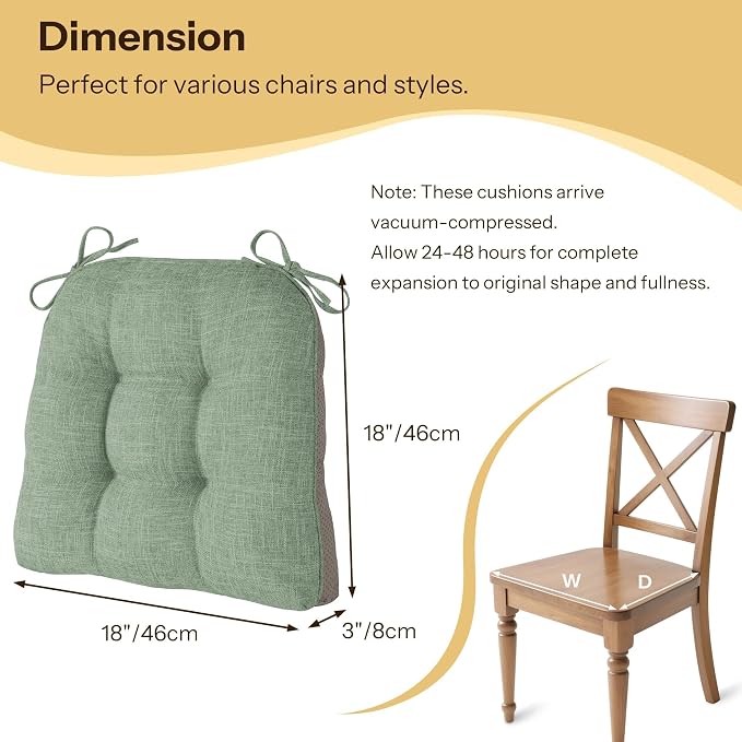 Chair Cushions for Dining Chairs 1 Piece, Sage Green | Non-Slip, - Image 2