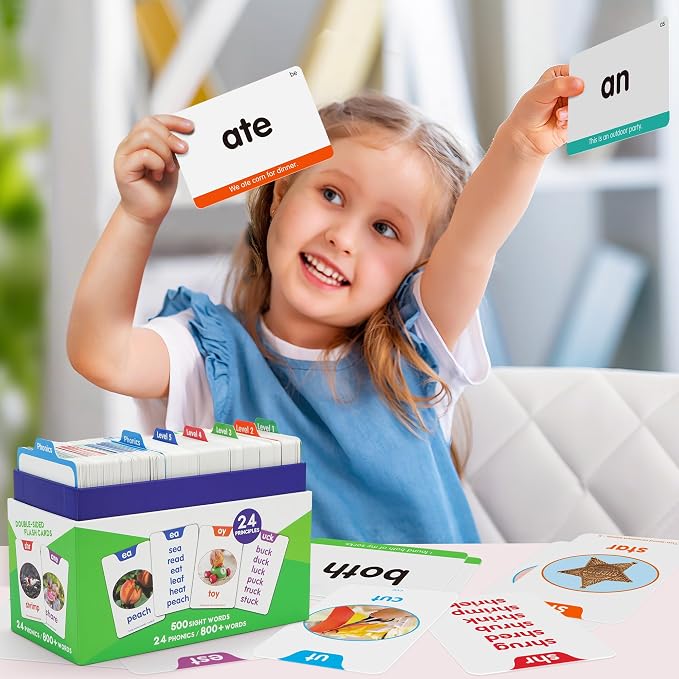BenBen Sight Words & Phonics Flash Cards, 500 Sight Words & 800+ Words - Image 2