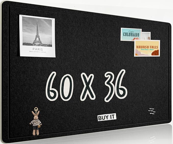 AKTOP Large Office Cork Bulletin Board 60" x 36", Foldable Black Felt Notice by Buynow