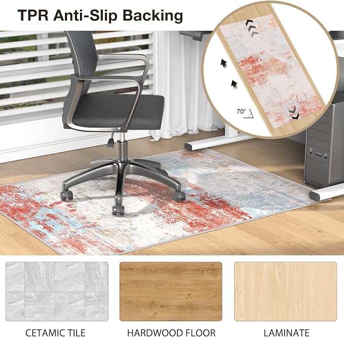 40"x50" Modern Abstract Office Chair Rug, Under Desk Rugs - Image 3