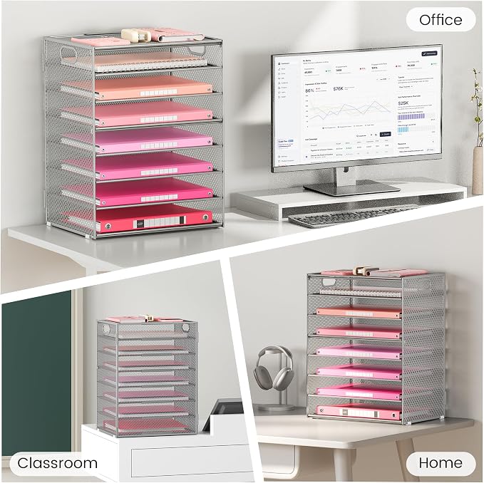 Lavatino 2 Pack 8-Tier Office Desk File Organizer, Letter Tray Paper Organizer - Image 6