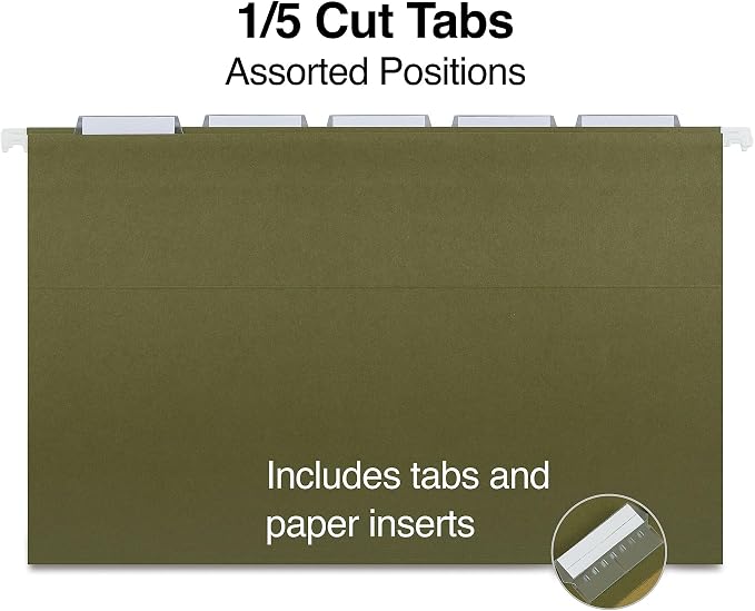 Staples Reinforced Hanging File Folders, Legal Size, Standard Green, Durable - Image 2