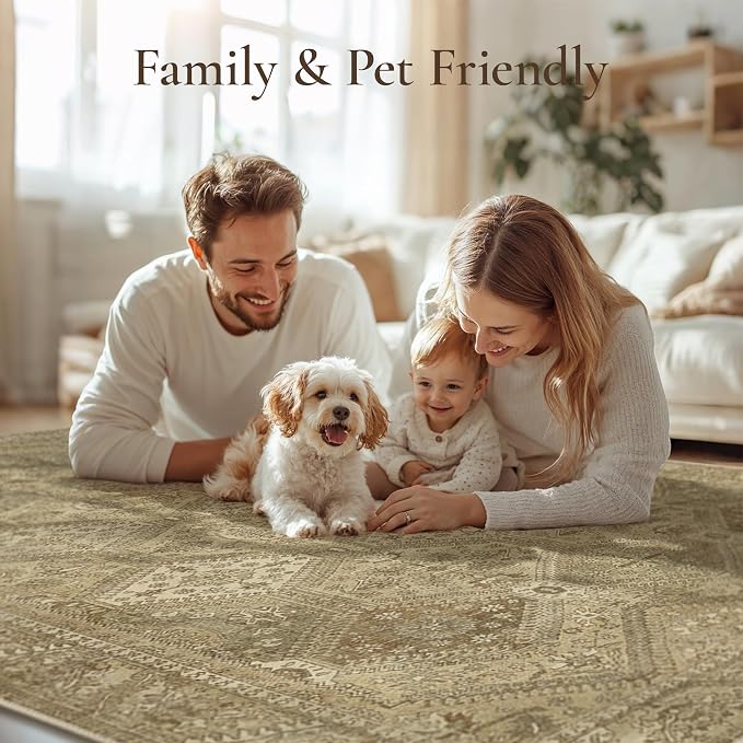 GENIMO 6x9Area Rugs for Living Room, Machine Washable Non Slip Vintage Rugs - Image 7