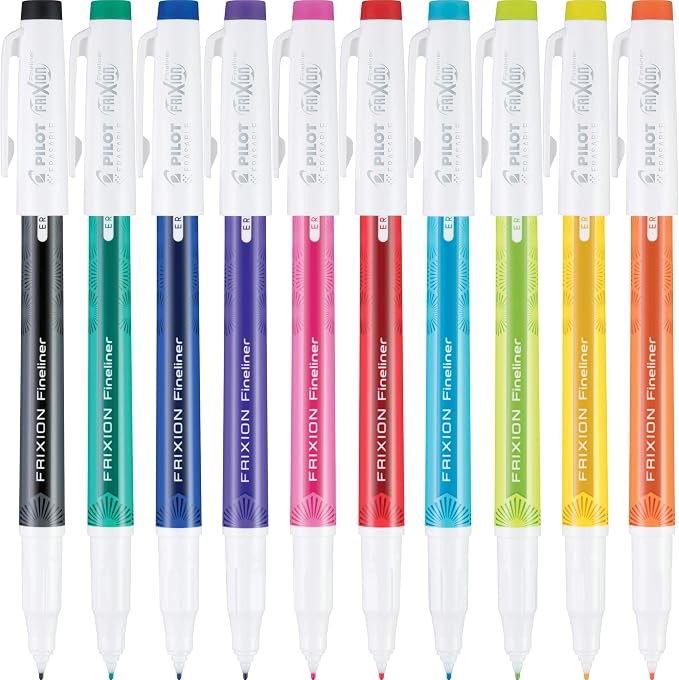 Pilot FriXion Fineliner Erasable Marker Pens, Fine Point 0.7 mm, Classic Colors - Image 2
