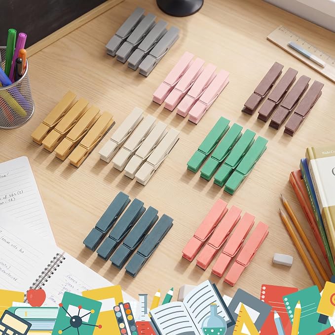 Ctosree 48 Pcs Classroom Magnetic Wooden Clips - Image 3