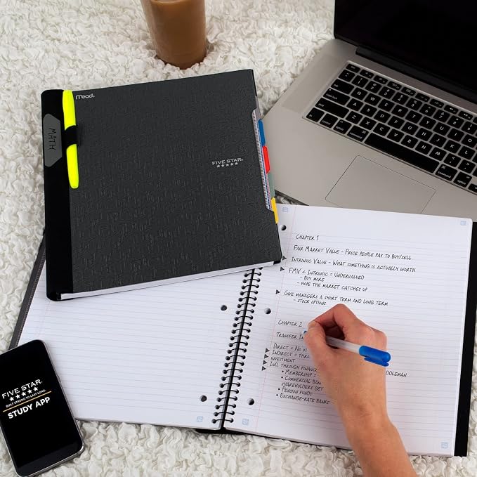 Five Star Advance Spiral Notebook + Study App, 5 Subject, College Ruled Paper - Image 8