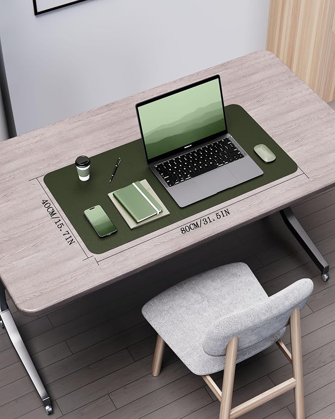 YSAGi Double-Sided Desk Pad, 31.5"x15.7" Leather Desk Mat, Eco Cork Desk Pad - Image 2