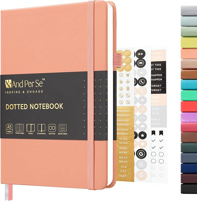 &And Per Se Dotted Journal Notebook, A5 Hardcover Aesthetic Dotted Notebook – by AndPerSe