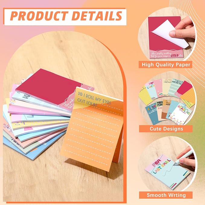 12 Pcs Funny Sticky Notes for Work 4x3 Inches Sarcastic Self Adhesive Notepads - Image 3