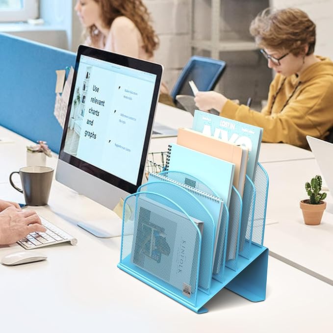 Delifox Inclined Desk File Organizer, Vertical File Folder Holder Stand Metal - Image 7