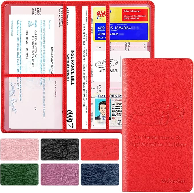 Valardoh Premium Car Registration and Insurance Card Holder, Car Document Holder by Valardoh