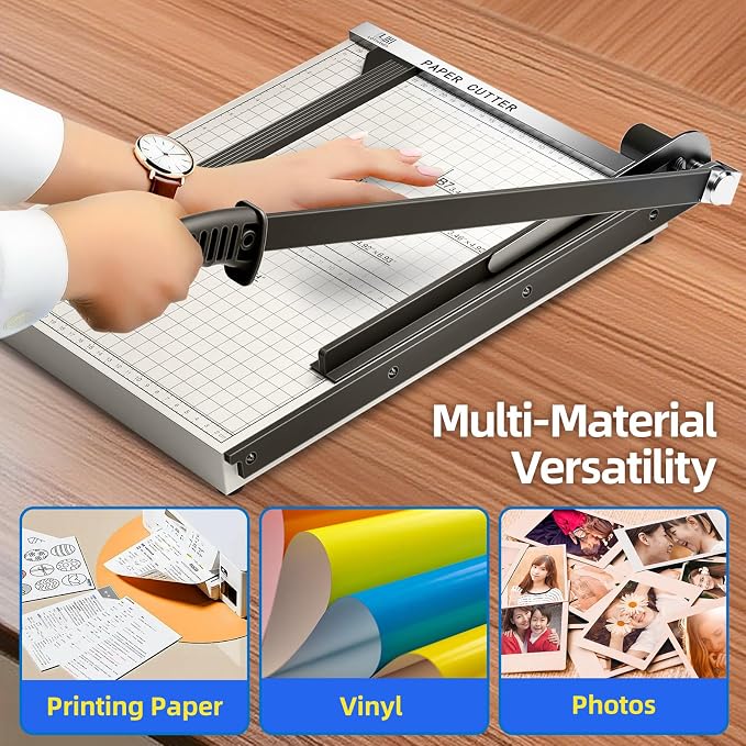 15 inch Guillotine Paper Cutter, LOTHANEK Heavy Duty Metal Base Cutting Machine - Image 3